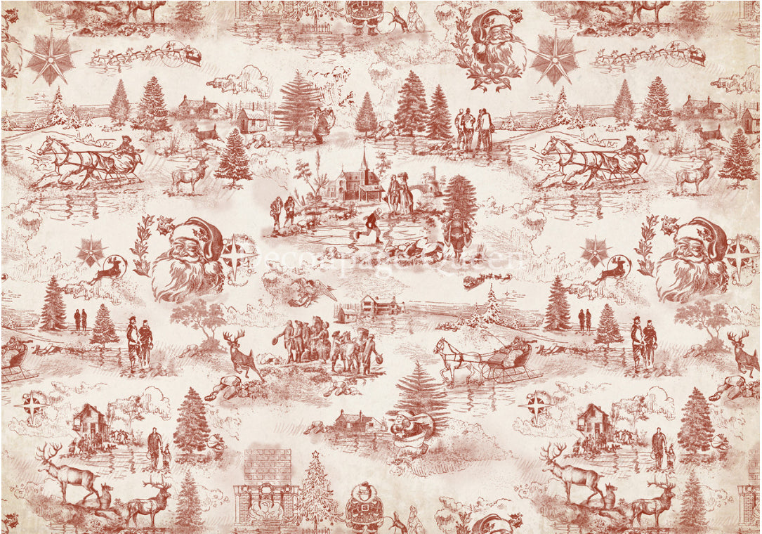 Christmas Toile, rice paper design by Decoupage queen, arts & entertainment > hobbies & creative arts > arts & crafts, for decoupage and crafting