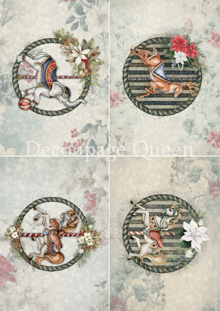 Jolly 4 Pack, Dainty and the Queen, rice paper design by Decoupage queen, arts & entertainment > hobbies & creative arts > arts & crafts, for decoupage and crafting