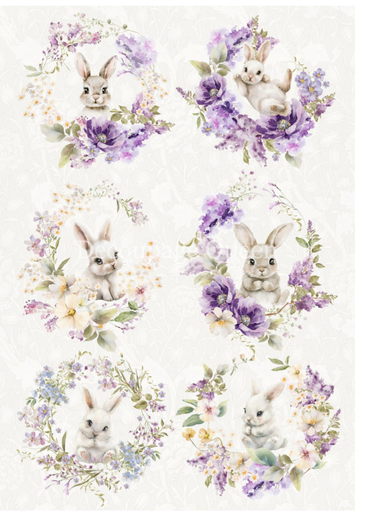Spring Bunnies, rice paper design by Decoupage queen, arts & entertainment > hobbies & creative arts > arts & crafts > art & crafting materials > art & craft paper > cardstock & scrapbooking paper > scrapbooking paper, for decoupage and crafting
