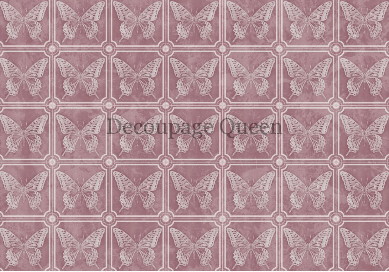 Dainty and the Queen Butterfly Tiles, rice paper design by Decoupage Queen, arts & entertainment > hobbies & creative arts > arts & crafts, for decoupage and crafting