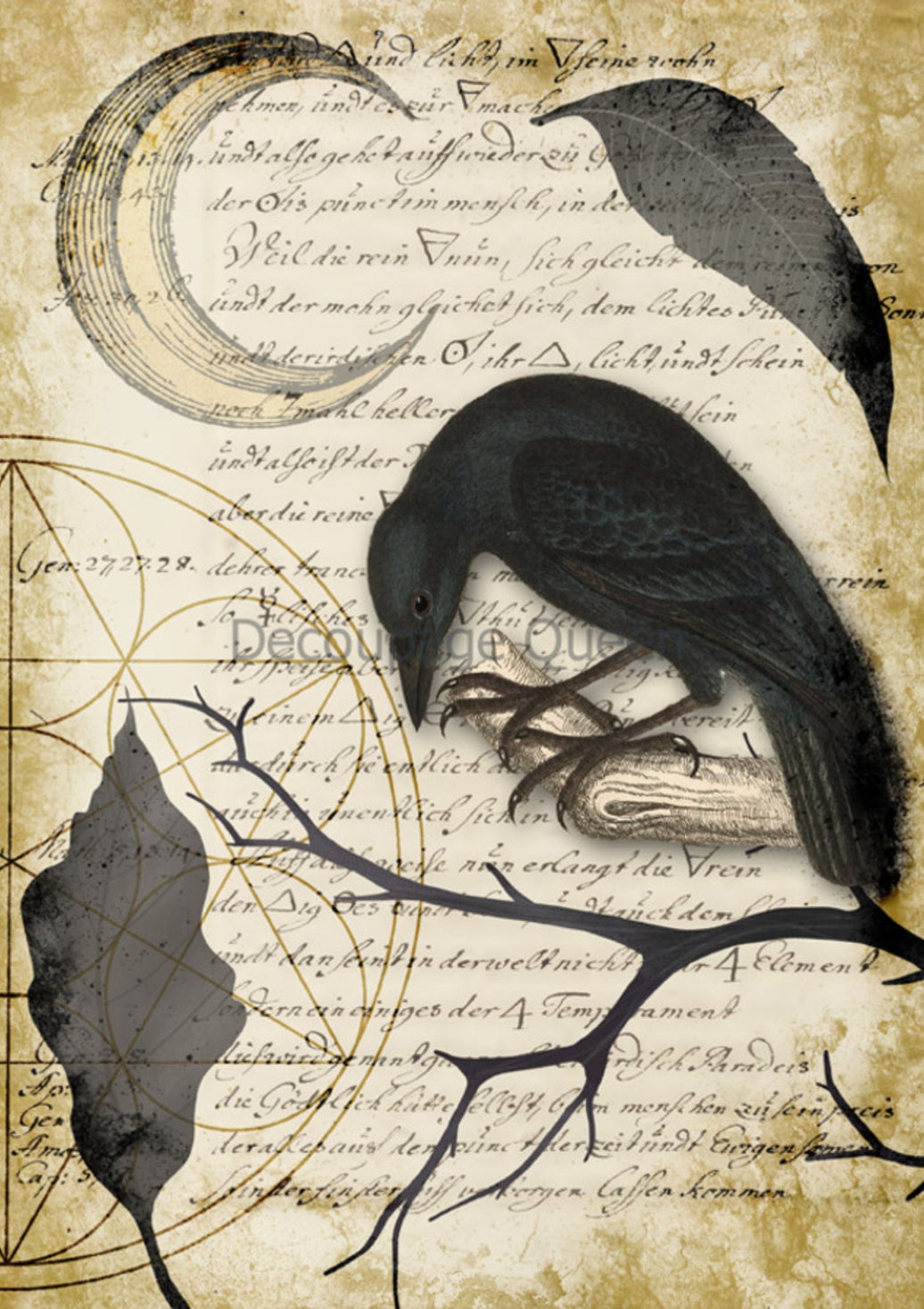 Raven Grimore IV, rice paper design by Decoupage queen, arts & entertainment > hobbies & creative arts > arts & crafts, for decoupage and crafting