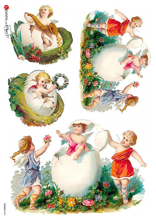 Paper Designs Holiday 0067 Easter Cherubs Rice Paper