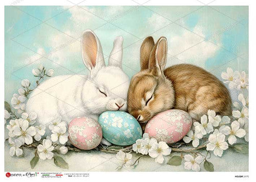 Paper Designs Sleeping Easter Bunnies Rice Paper