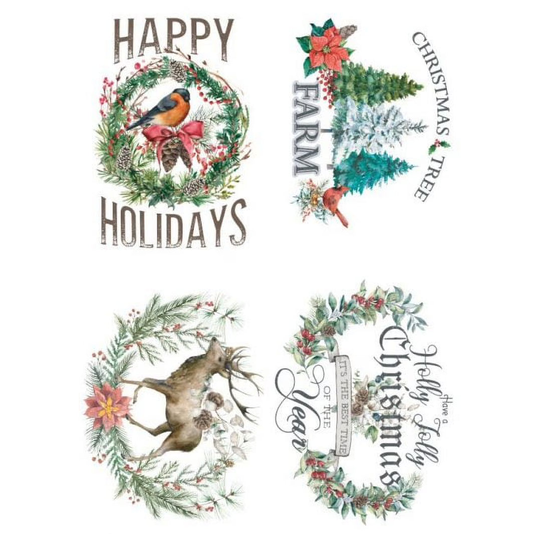 Decor Transfers® - Holly Jolly Xmas - total sheet size 24"x35", cut into 2 sheets