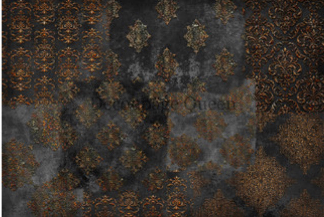 Black Patchwork, rice paper design by Decoupage Queen, arts & entertainment > hobbies & creative arts > arts & crafts, for decoupage and crafting