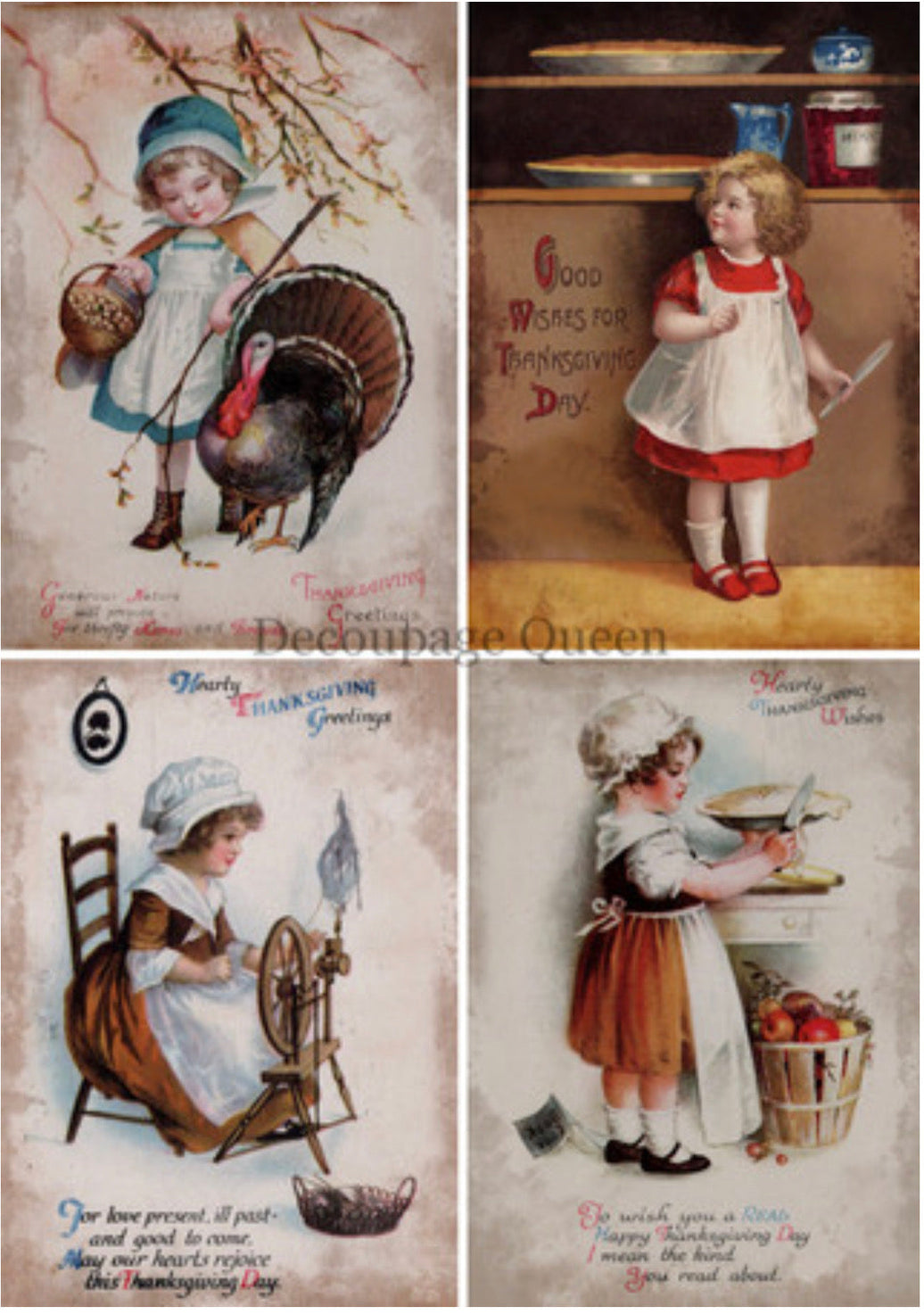 Thanksgiving Greetings, rice paper design by Decoupage Queen, arts & entertainment > hobbies & creative arts > arts & crafts, for decoupage and crafting