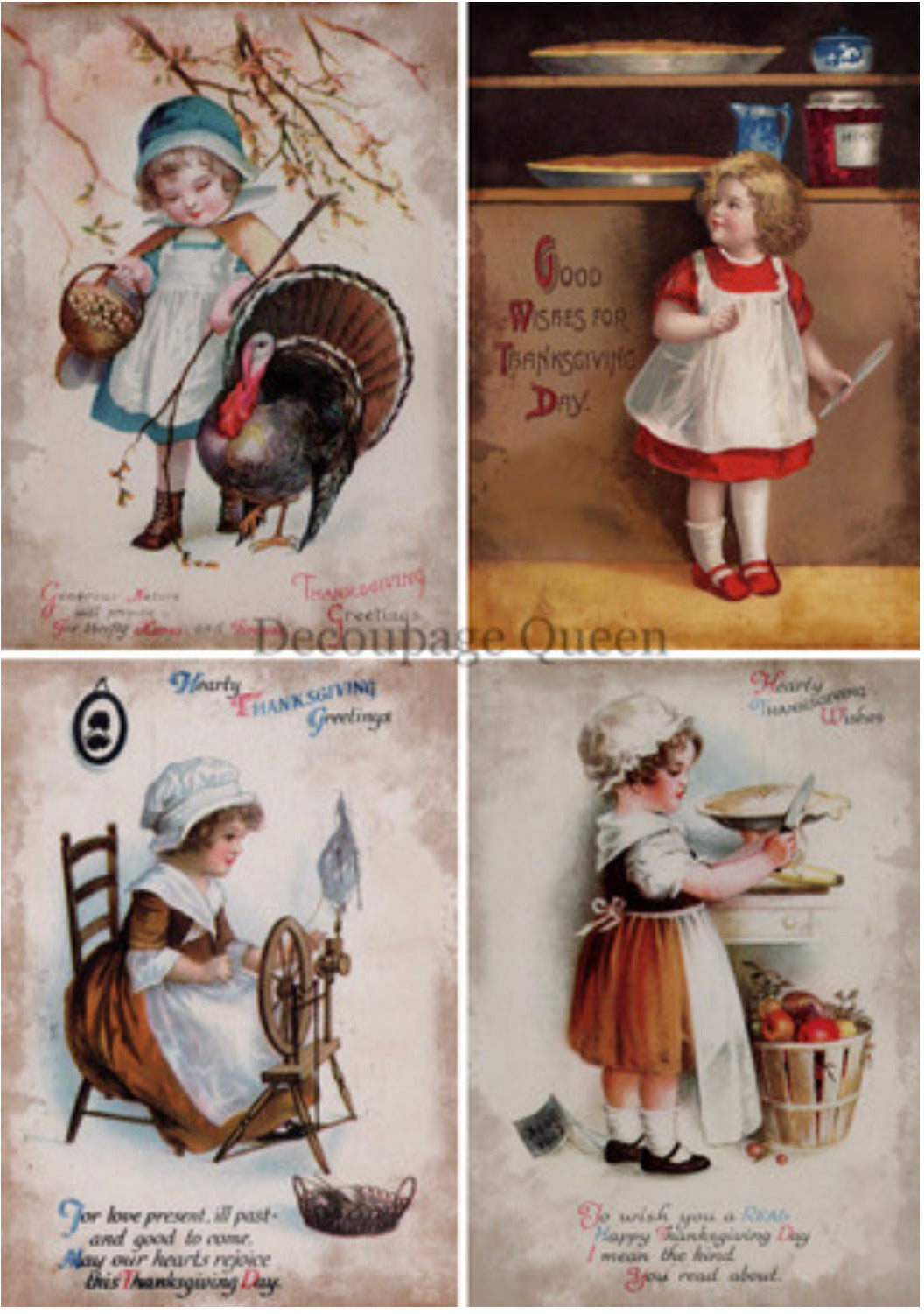 Thanksgiving Greetings, rice paper design by Decoupage Queen, arts & entertainment > hobbies & creative arts > arts & crafts, for decoupage and crafting