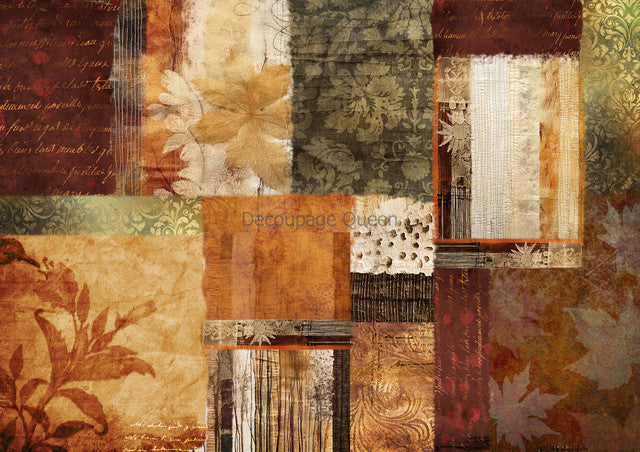 Autumn Patchwork, rice paper design by Decoupage queen, arts & entertainment > hobbies & creative arts > arts & crafts, for decoupage and crafting