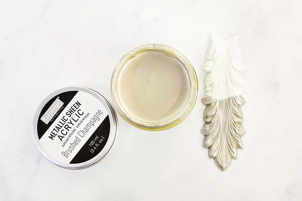 Brushed Champagne Paint, Redesign Acrylic Paint Metallic Sheen - Brushed Champagne - 1 jar, 100 ml (3.4 fl