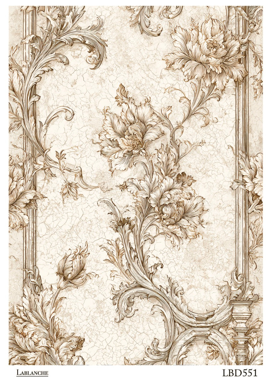 LaBlanche Sepia Floral Column A4 rice paper