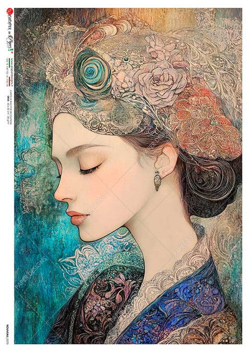 Paper Designs Textured Woman in Profile Rice Paper