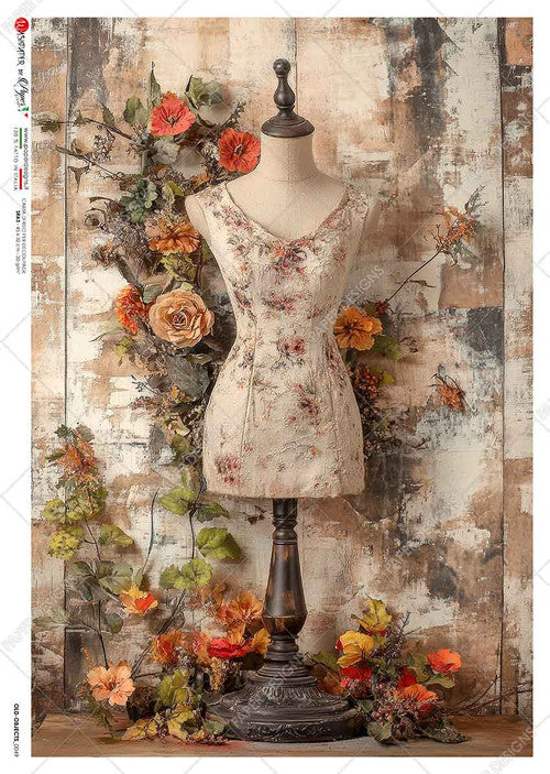 Paper Designs Vintage Dress Form Autumn Neutrals Rice Paper