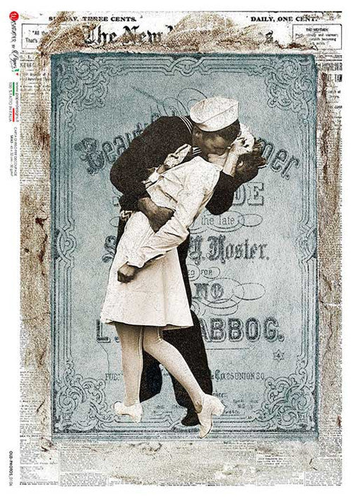 Paper Designs Rice Paper Kissing Sailor PD OLD PHOTOS-0106