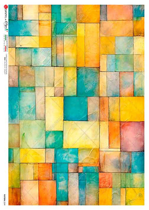 Paper Designs Vibrant Blocks A4 Rice Paper