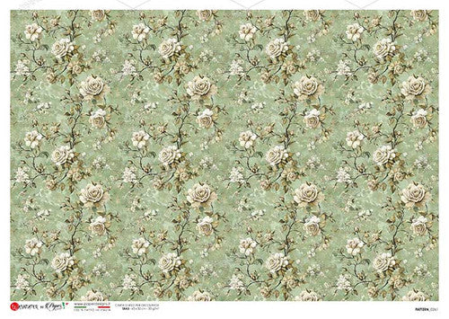 Paper Designs Sage and White Florals Rice Paper