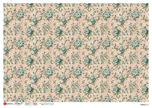 Paper Designs Peach and Green Small Florals Rice Paper