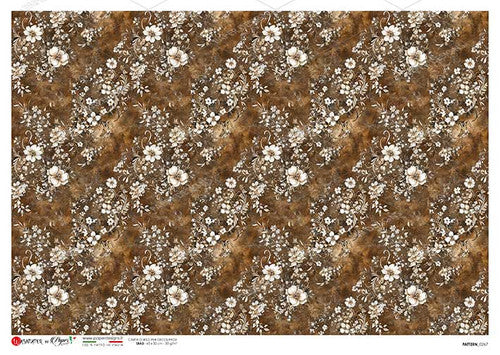 Paper Designs Brown and White Dainty Florals Rice paper