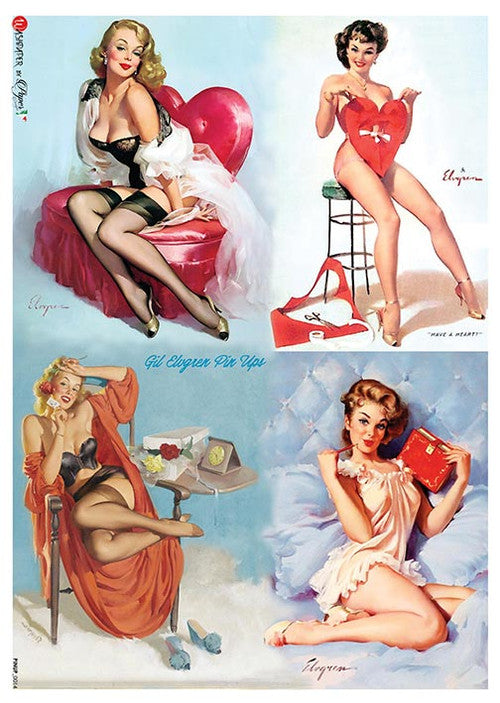 Paper Designs Valentine Pinups Four Pack A4 Rice Paper