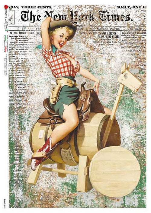 Paper Designs Rice Paper Barrel Bull Riding PD PINUP 0033