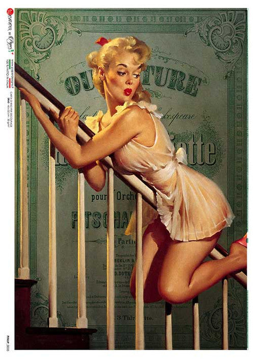 Paper Designs Rice Paper Sliding Down the Stairs PD PINUP 0035