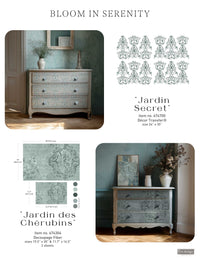 Decor Transfers® - Jardin Secret - Total sheet size 24"x35", cut into 4 sheets