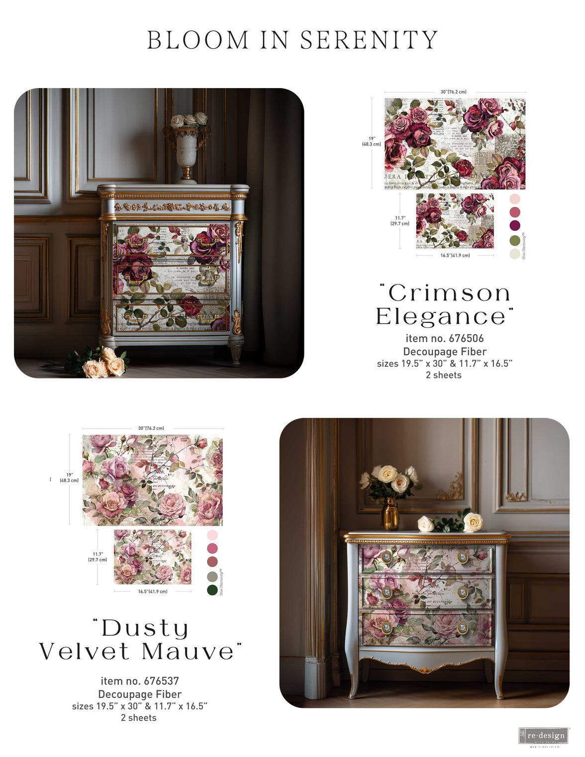 Double Delight Decoupage Fiber Paper Set - Dusty Velvet Mauve