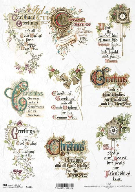 ITD Collection Christmas Greetings II Rice Paper