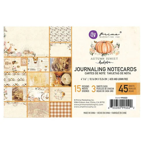 Autumn Sunset Journal Card,  3X4 Journaling Cards, Notecards