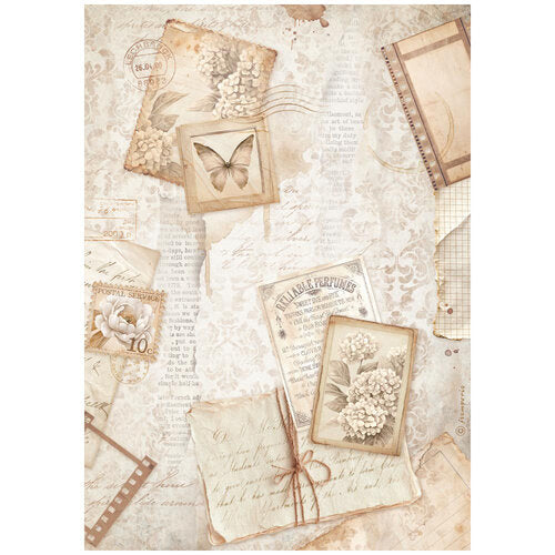 Post Card Rice Paper, Printed A4 Rice paper for Art and Craft - Quiet Days postcards, Stamperia Paper