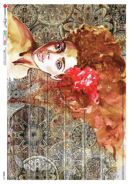 Paper Designs Fire Hair Portrait Scene 0117