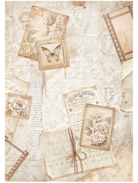 Post Card Rice Paper, Printed A4 Rice paper for Art and Craft - Quiet Days postcards, Stamperia Paper