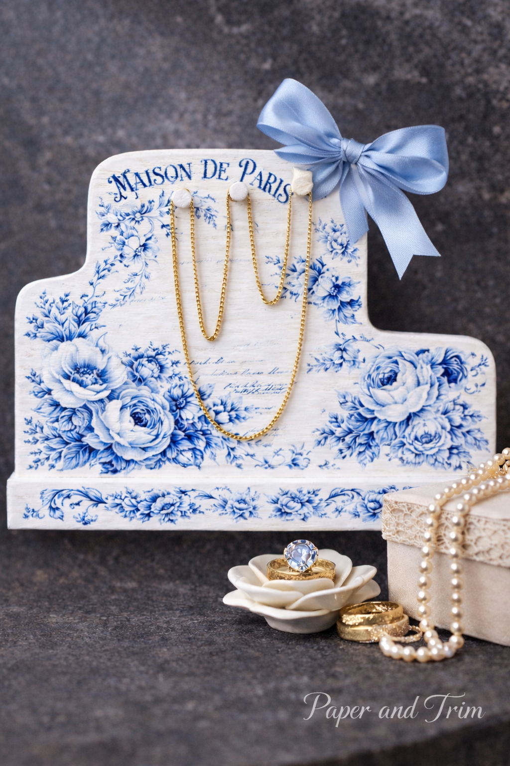 New! ReDesign Prima Mini Furniture Transfers, Spring Serenade, Blue Floral Transfers, French Script Transfer, Blue and White Transfers