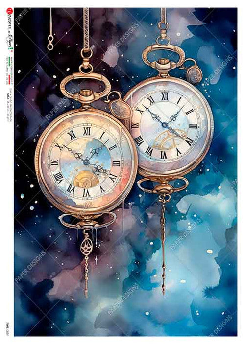 Paper Designs Two Galaxy Clocks A4 Rice Paper