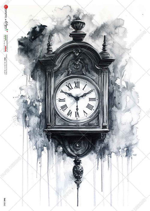 Paper Designs Antique Graphite Clock Rice Paper