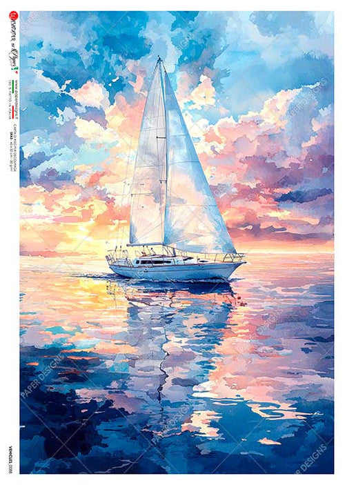 Paper Designs Sailboat at Dusk Rice Paper