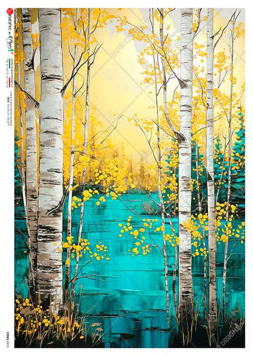 Paper Designs Birch Trees in Spring A4 Rice Paper