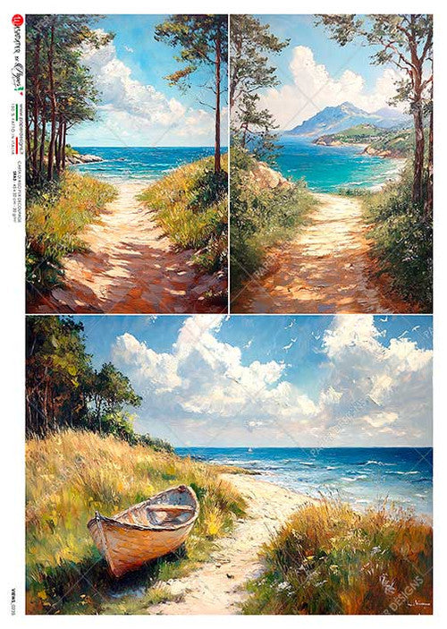 Paper Designs Three Coastal Views Rice paper