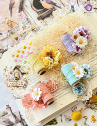 Among the Wildflowers Collection Yarn Spools, Twine, Mixed Media