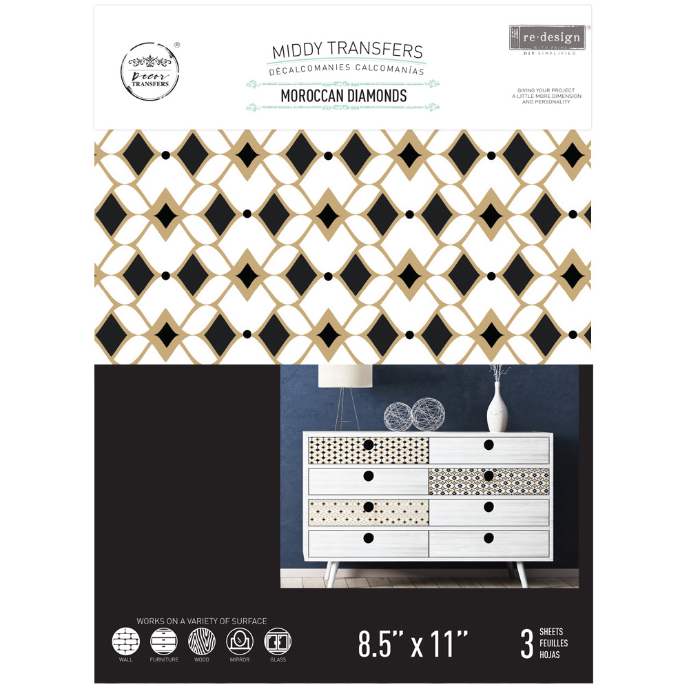 Decor Transfers® - Moroccan Diamonds - 3 sheets, 8.5"x11"