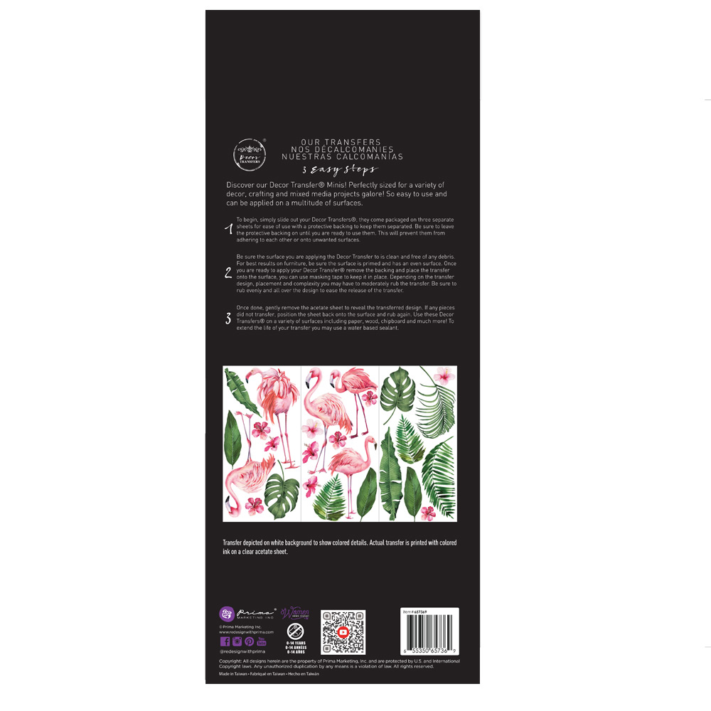 Decor Transfers® - Flamingo Pink - 3 sheets, 6"x12"