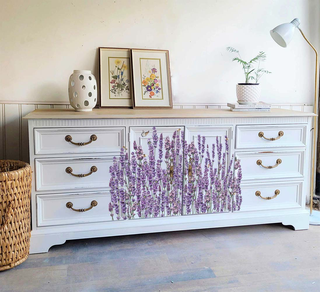 Decor Transfers® – Champs De Lavende – total sheet size 24″x35″, cut into 3 sheets