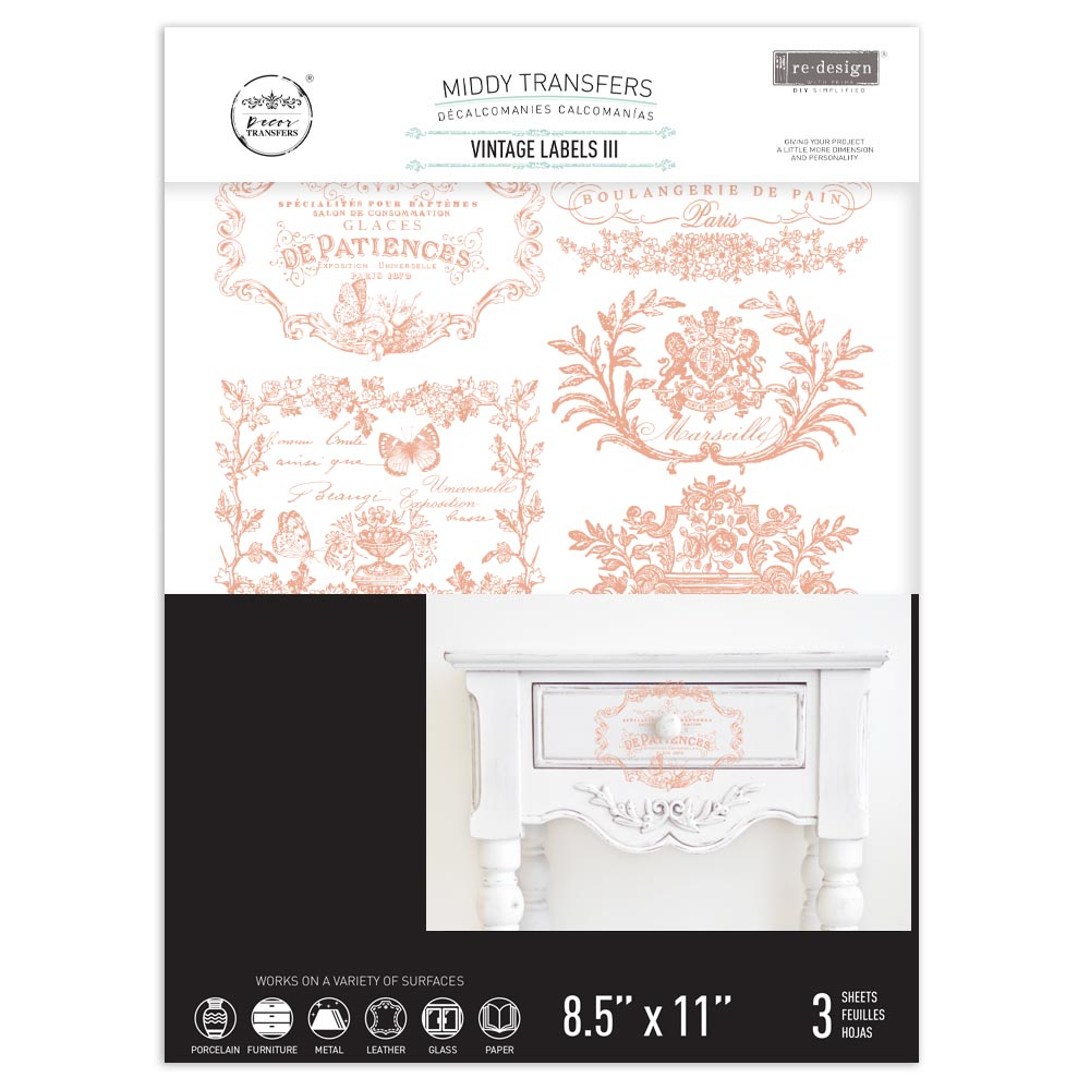 Middy Transfers® – Vintage Labels III – 3 sheets, 8.5″x11″