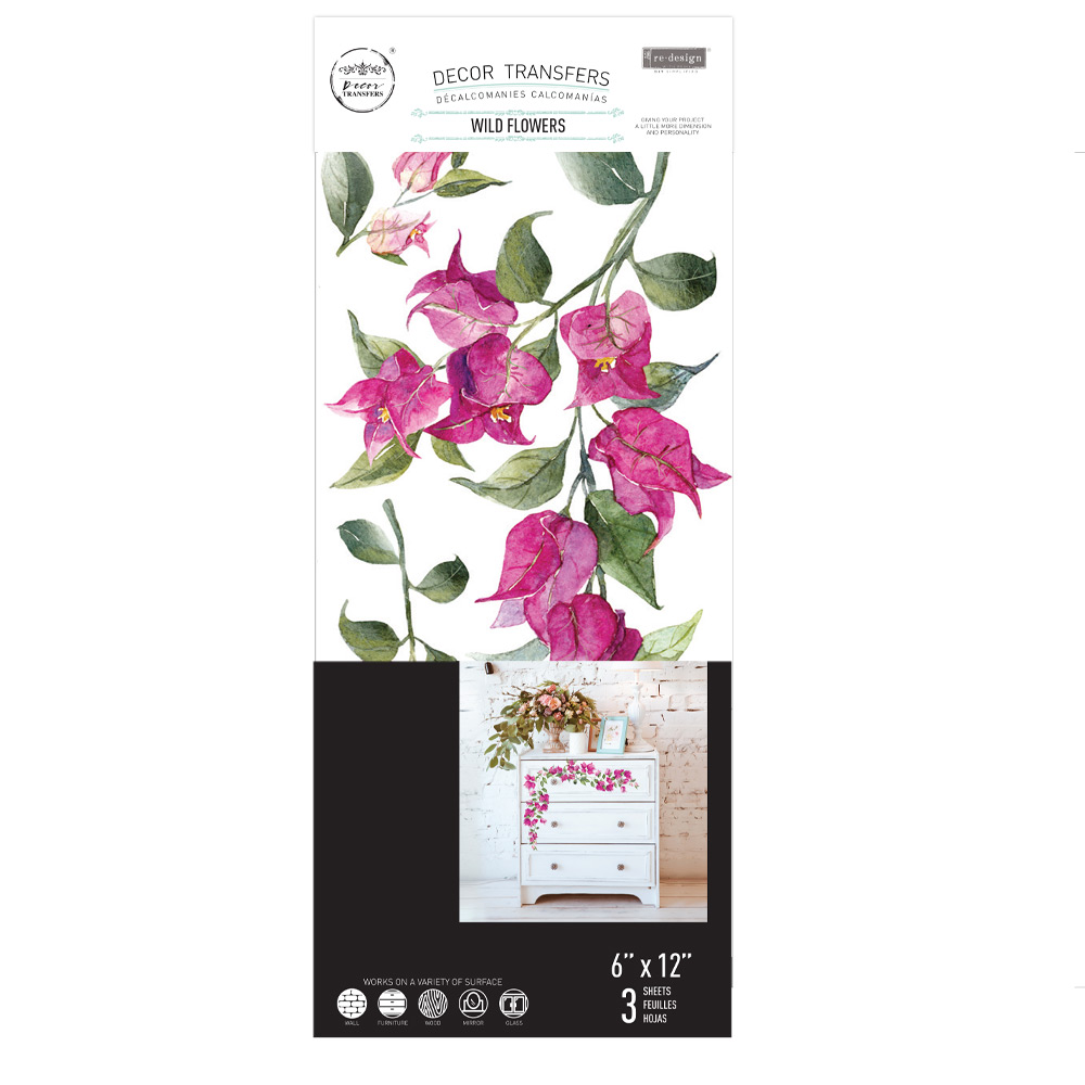 Decor Transfers® - Wild Flowers - 3 sheets, 6"x12"