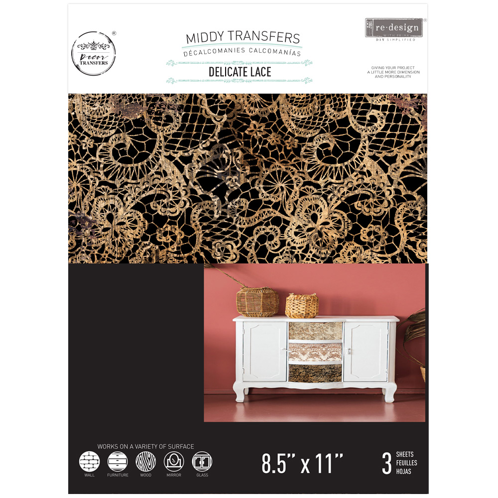 Decor Transfers® - Delicate Lace - 3 sheets, 8.5"x11"