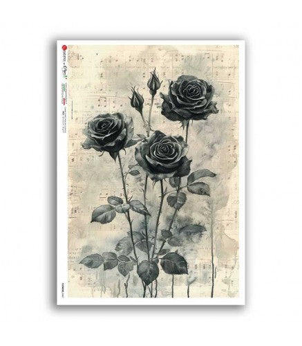 Nocturne Roses Rice Paper - Paper Designs