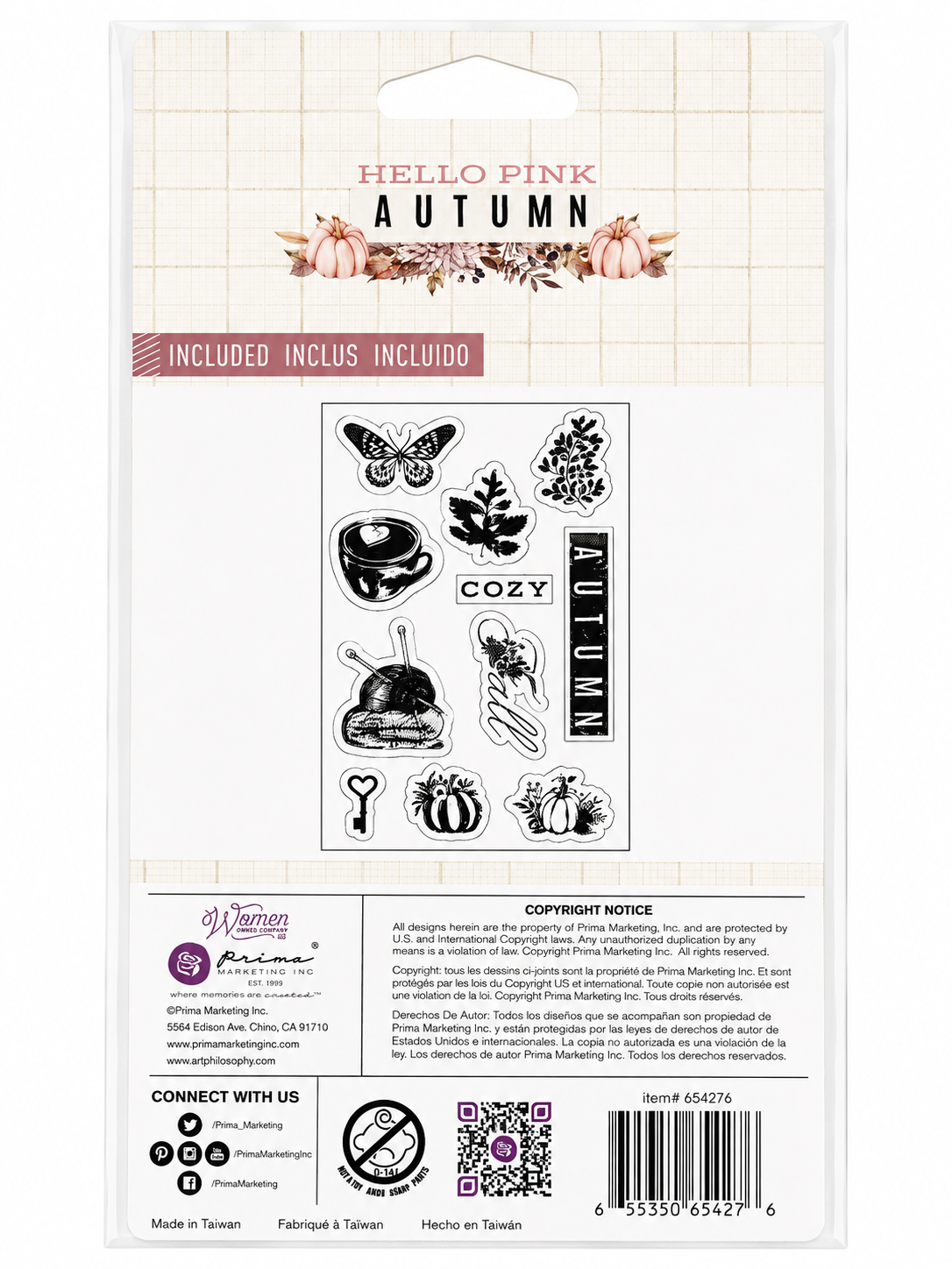 Hello Pink Autumn Stamps, Collection Clear Stamps – 11 pcs