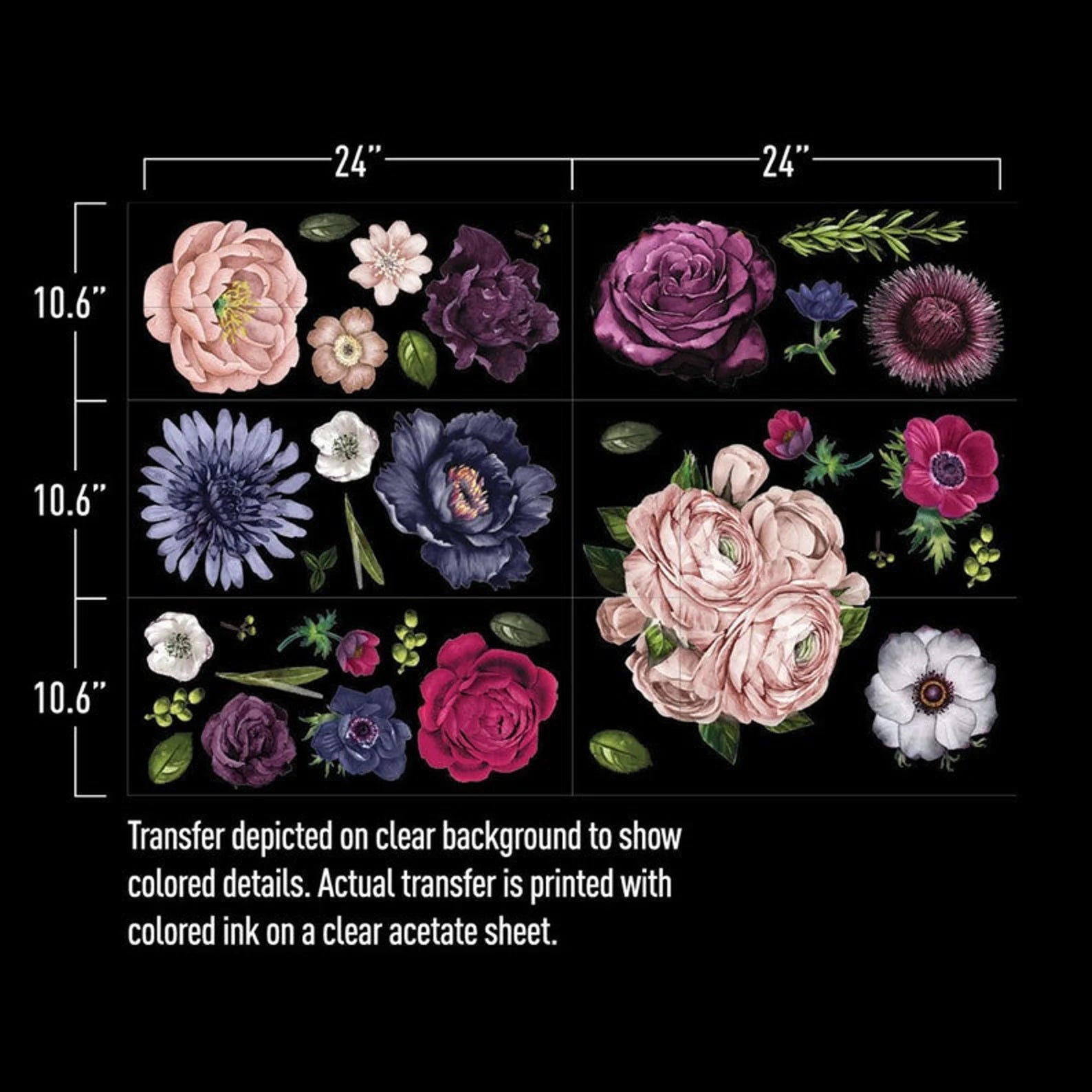 Redesign Decor Transfers® - Lush Floral II - 6 sheets, design size 44" X 30"