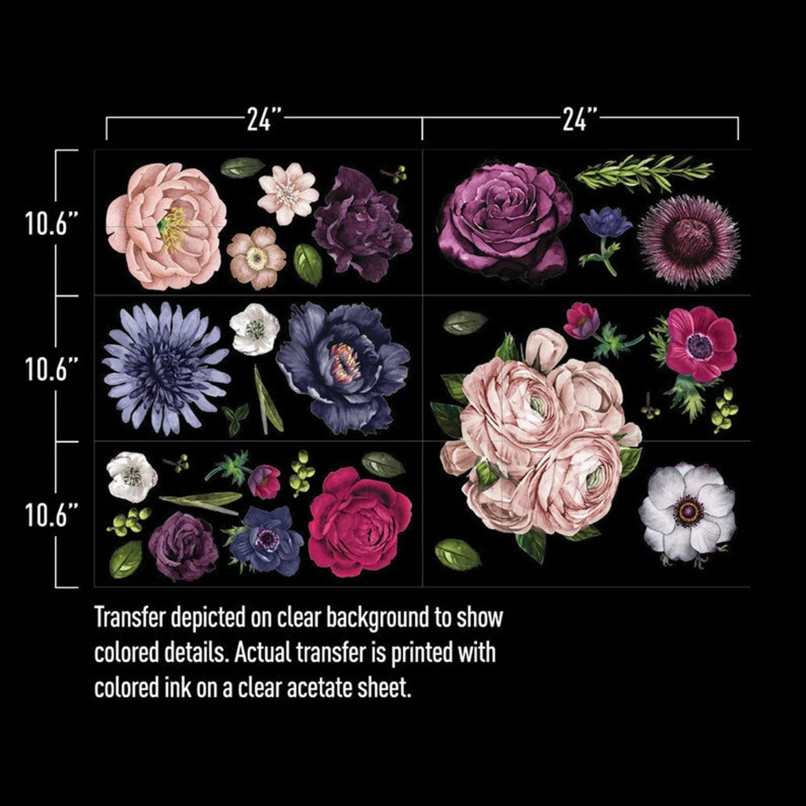Redesign Decor Transfers® - Lush Floral II - 6 sheets, design size 44" X 30"