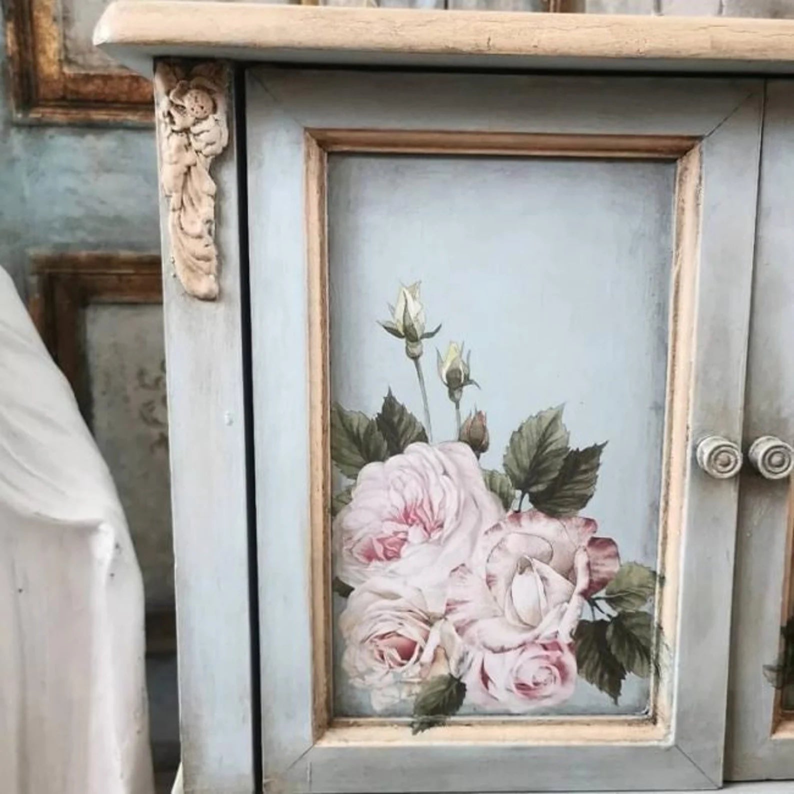 Delicate Roses Floral Furniture Transfer - Redesign with Prima Mini Decal