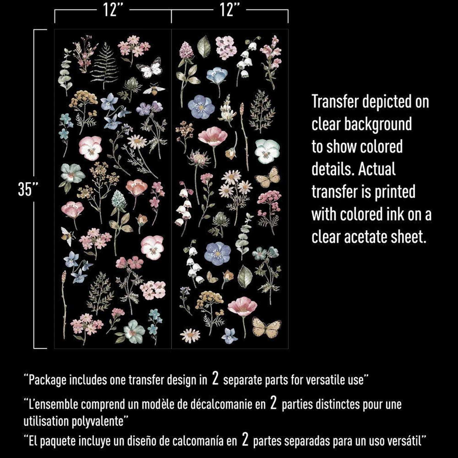 Delicate Fleur Transfer, Redesign Décor Transfers, Large Furniture Transfer, 22"x 30"